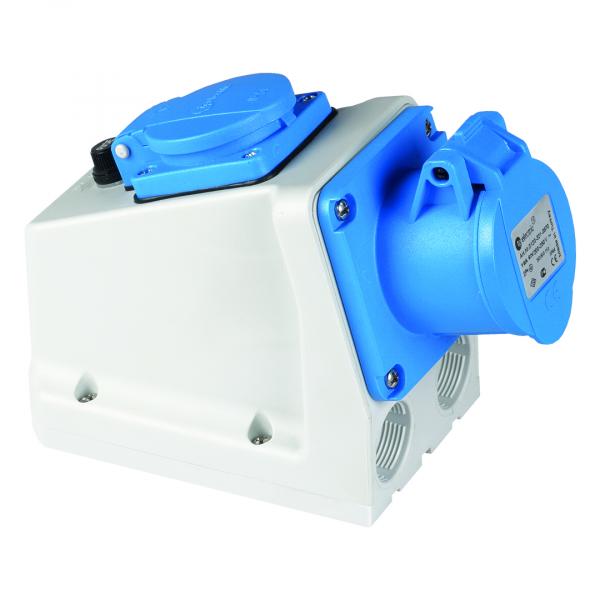 Kombi-Wandsteckdose mit Sicherung CEE 3x32A + Schuko (230V/16A) IP44